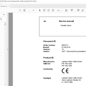 Liebherr Tractor PR 746-1293 PR 746-1294 Crawler dozer Service Manual - PDF DOWNLOAD