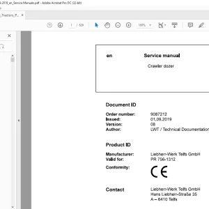 Liebherr Tractor PR 756 1312 Crawler dozer Service Manual - PDF DOWNLOAD