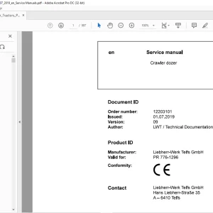 Liebherr Tractor PR 776 1296 Crawler dozer Service Manual - PDF DOWNLOAD