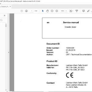 Liebherr Tractor PR 776-1296_05 G6.0 PR 776-1296_4F G6.0 Crawler dozer Service Manual - PDF DOWNLOAD