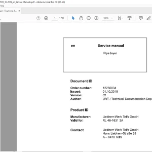 Liebherr Tractor RL 46 1631 3A Pipe Layer Service Manual - PDF DOWNLOAD