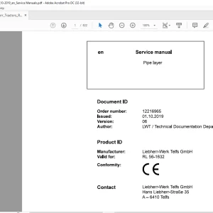 Liebherr Tractor RL 56 1632 Pipe Layer Service Manual - PDF DOWNLOAD