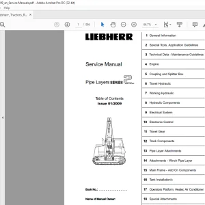Liebherr Tractor RL2 22 52 Pipe Layers Series 2 Service Manual - PDF DOWNLOAD
