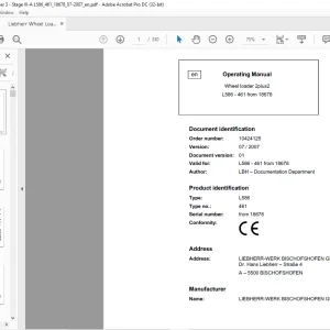 Liebherr Wheel Loader 2Plus2 L586-461 Operator's manual 18678 - PDF DOWNLOAD