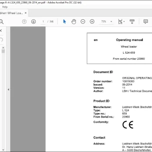 Liebherr Wheel Loader 524-659 Operating Manual 23960 - PDF DOWNLOAD