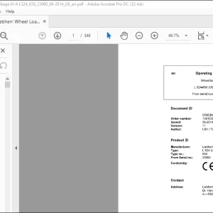 Liebherr Wheel Loader 524-659 USA CAN Operating Manual 23960 - PDF DOWNLOAD