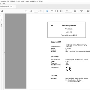 Liebherr Wheel Loader 580-459 Operating Manual 25400 - PDF DOWNLOAD