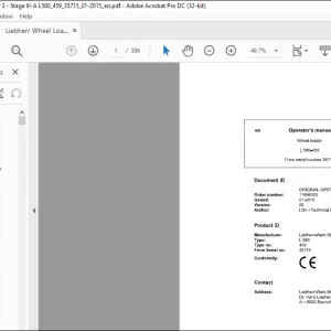Liebherr Wheel Loader 580-459 Operating Manual 35715 - PDF DOWNLOAD