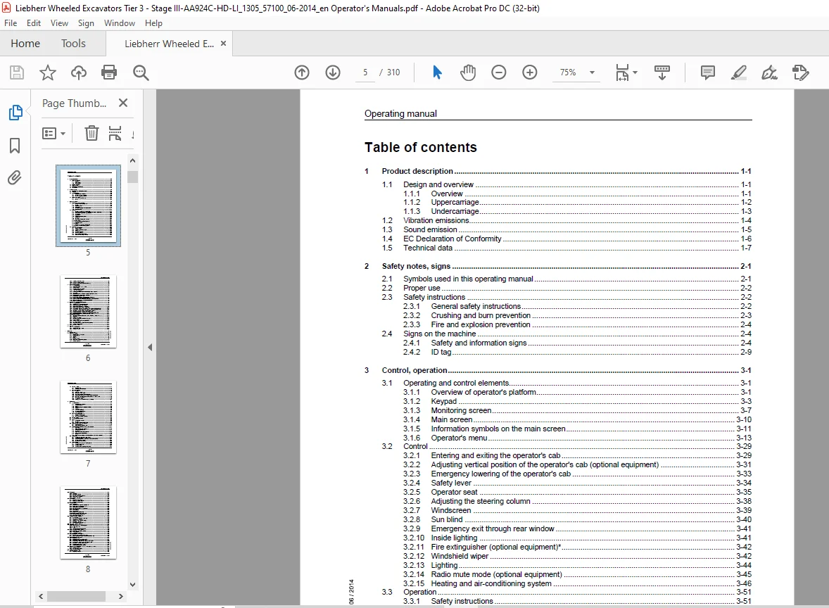 Liebherr Wheeled EXCAVATOR A 924 C Litronic Operating manual 57100 - PDF DOWNLOAD - Image 3
