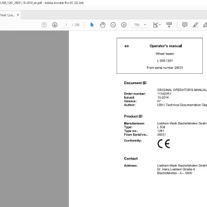 Liebherr Wheel Loader L 508 1261 Operating Manual 28031 - PDF DOWNLOAD