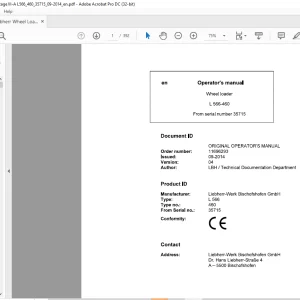 Liebherr Wheel Loader L 566-460 Operator's manual - PDF DOWNLOAD