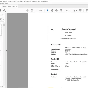 Liebherr Wheel Loader L 566-460 Operator's manual 35715 - PDF DOWNLOAD