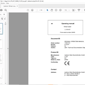Liebherr Wheel Loader L 576-457 Operator's manual 25400 - PDF DOWNLOAD