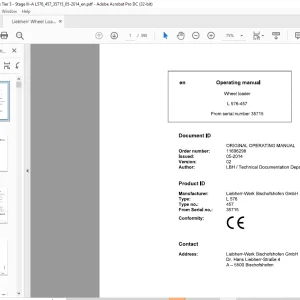 Liebherr Wheel Loader L 576-457 Operator's manual 35715  -  PDF DOWNLOAD