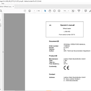 Liebherr Wheel Loader L 580-459 Operator's manual 35715  - PDF DOWNLOAD