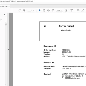 Liebherr Wheel Loader L507-1578 Service Manual  - PDF DOWNLOAD