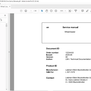 Liebherr Wheel Loader L507-1578 Service manual  - PDF DOWNLOAD