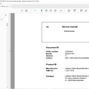 Liebherr Wheel Loader L507-1578 Service manual  - PDF DOWNLOAD