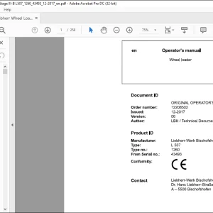 Liebherr Wheel Loader L507 Operator's manual 43493 - PDF DOWNLOAD