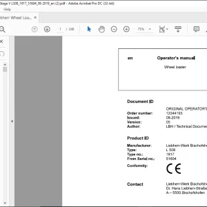 Liebherr Wheel Loader L508-1817 Operator's manual 51604 - PDF DOWNLOAD