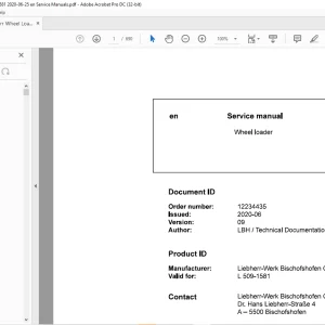 Liebherr Wheel Loader L509-1581 Service manual -  PDF DOWNLOAD
