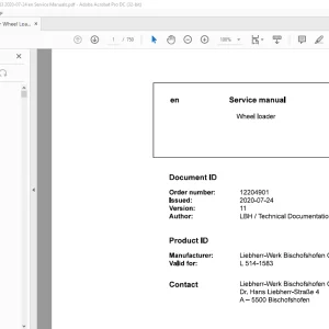 Liebherr Wheel Loader L514-1583 Service manual  - PDF DOWNLOAD