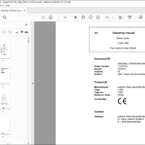 Liebherr Wheel Loader L556-1288 Operator's manual 25344 - PDF DOWNLOAD