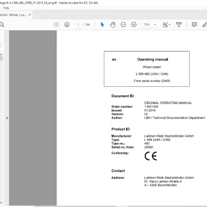 Liebherr Wheel Loader L556-460 (USA/CNA)Operating Manual 25400 - PDF DOWNLOAD