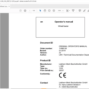 Liebherr Wheel Loader L566-1332 Operator's manual 35057 - PDF DOWNLOAD