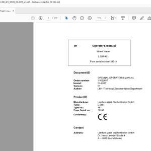Liebherr Wheel Loader L566-460 Operator's manual 24314 - PDF DOWNLOAD