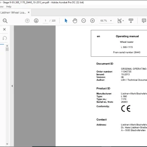 Liebherr Wheel Loader L580-1170 Operator's manual 26443  - PDF DOWNLOAD