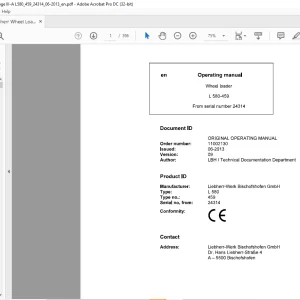 Liebherr Wheel Loader 580-459 Operating Manual 24314 - PDF DOWNLOAD