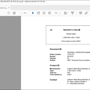 Liebherr Wheel Loader L580-459 (USA CAN) Operator's manual - PDF DOWNLOAD