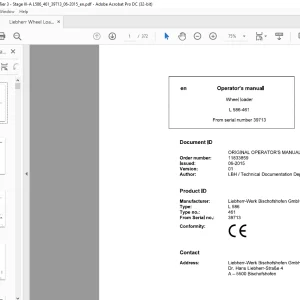 Liebherr Wheel Loader L586-461 Operating Manual 39713 - PDF DOWNLOAD