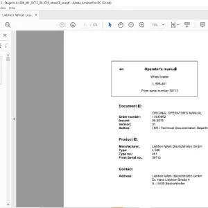 Liebherr Wheel Loader L586-461 Operating Manual   - PDF DOWNLOAD
