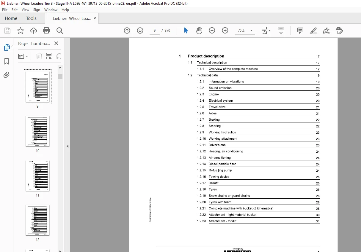Liebherr Wheel Loader L586-461 Operating Manual - PDF DOWNLOAD - Image 3