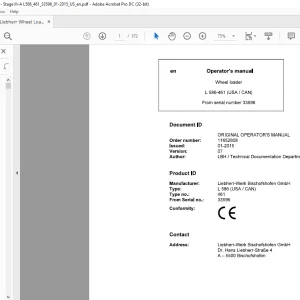 Liebherr Wheel Loader L586-461(USA/CAN) Operator's manual  - PDF DOWNLOAD
