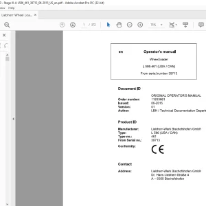 Liebherr Wheel Loader L586-461(USA/CAN) Operator's manual 39713 - PDF DOWNLOAD