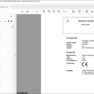 Liebherr Wheel Loaders L514-1663 Operator's Manual 41988 -  PDF DOWNLOAD