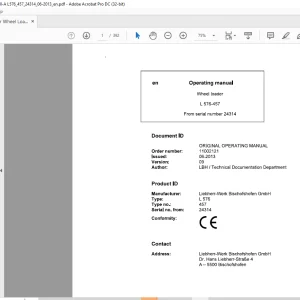 Liebherr Wheel Loaders L576-457 Operator's Manual 24314 -  PDF DOWNLOAD