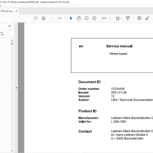 Liebherr Wheel loaders L 509-1581 Service manual  - PDF DOWNLOAD