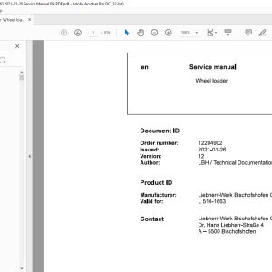 Liebherr Wheel loaders L 514-1663 Service manual  - PDF DOWNLOAD