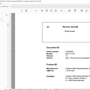 Liebherr Wheel loaders L 518-1655 Service manual  - PDF DOWNLOAD