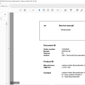 Liebherr Wheel loaders L 576-1759 Service manual  - PDF DOWNLOAD