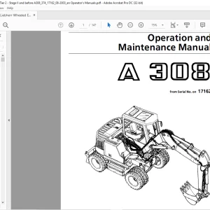 Liebherr Wheeled Excavators A308 Operation and Maintenance Manual 17162  - PDF DOWNLOAD