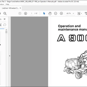 Liebherr Wheeled Excavators A900 C Operation and maintenance manual - PDF DOWNLOAD