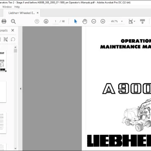Liebherr Wheeled Excavators A900B OPERATION AND MAINTENANCE MANUAL - PDF DOWNLOAD
