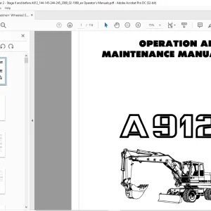 Liebherr  Wheeled Excavators A912 Operation and Maintenance Manual - PDF DOWNLOAD