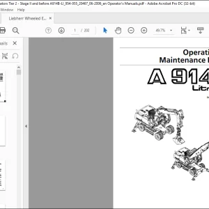 Liebherr Wheeler excavator A 914 B-Litronic Operating and maintenance manual 20467 - PDF DOWNLOAD