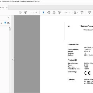 Liebherr wheel Loader L 508-1580 Operator's Manual 40549 - PDF DOWNLOAD